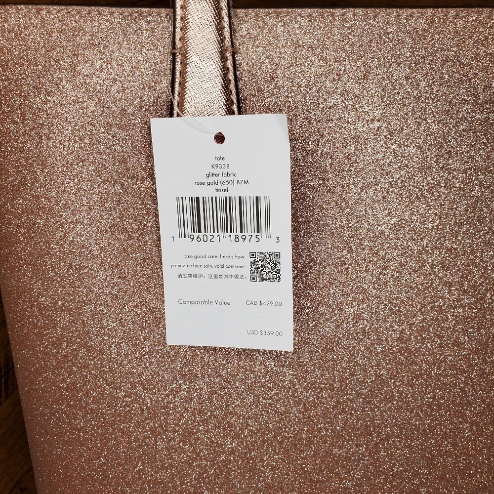 NWT kate spade Tinsel rose gold  Glitter Shoulder Tote Bag Handbag Holiday - Picture 5 of 6